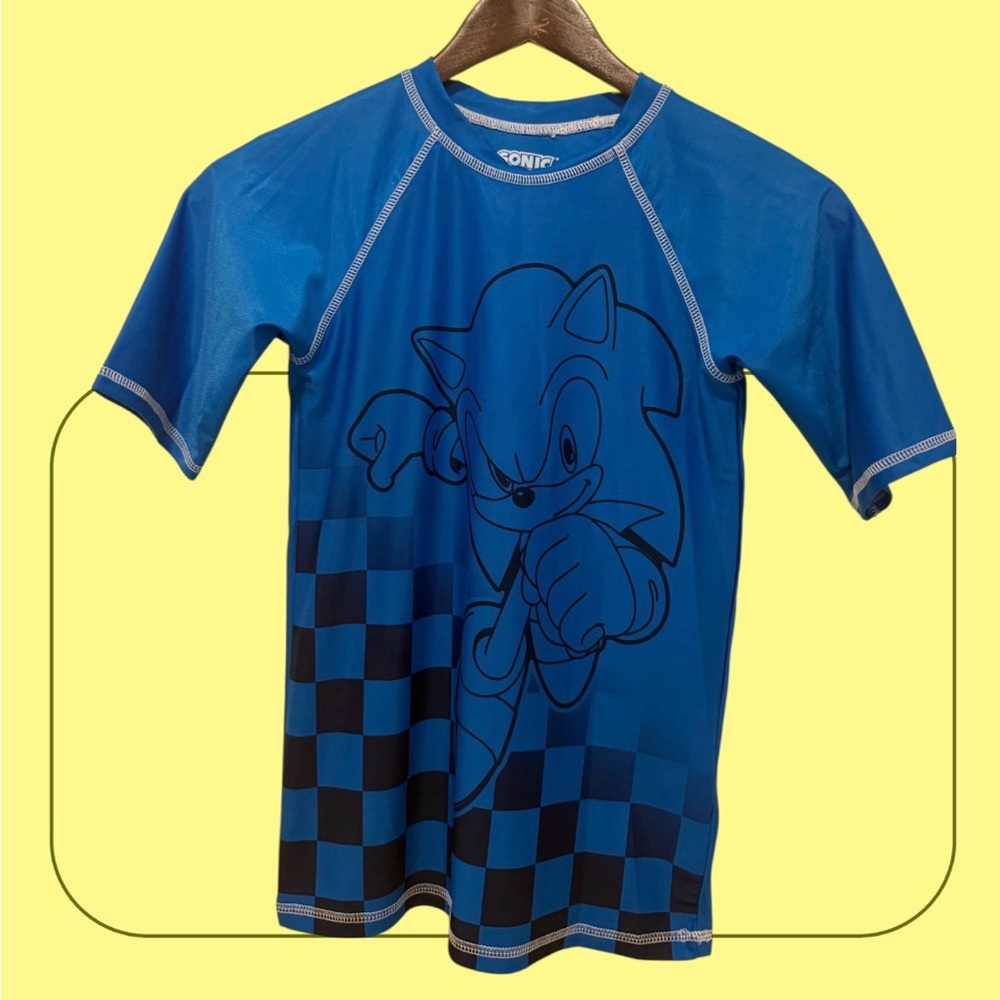 the Hedgehog Blue Kids Swim Rashguard Size L for Boy